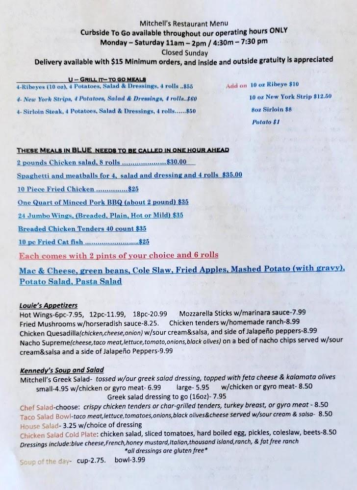 Mitchells Restaurant Menu image 4